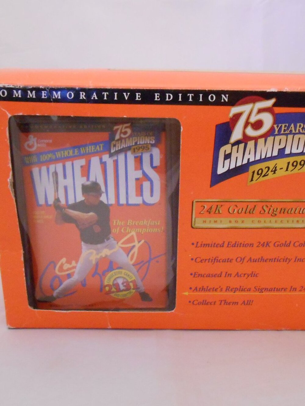 Wheaties 75 Years Of Champions 24K Gold Champions Cal Ripken Jr., 1999, Cereal